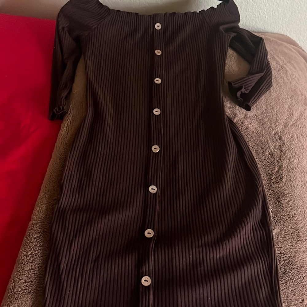 Brand New! Chocolate off the shoulder mini dress 🐻